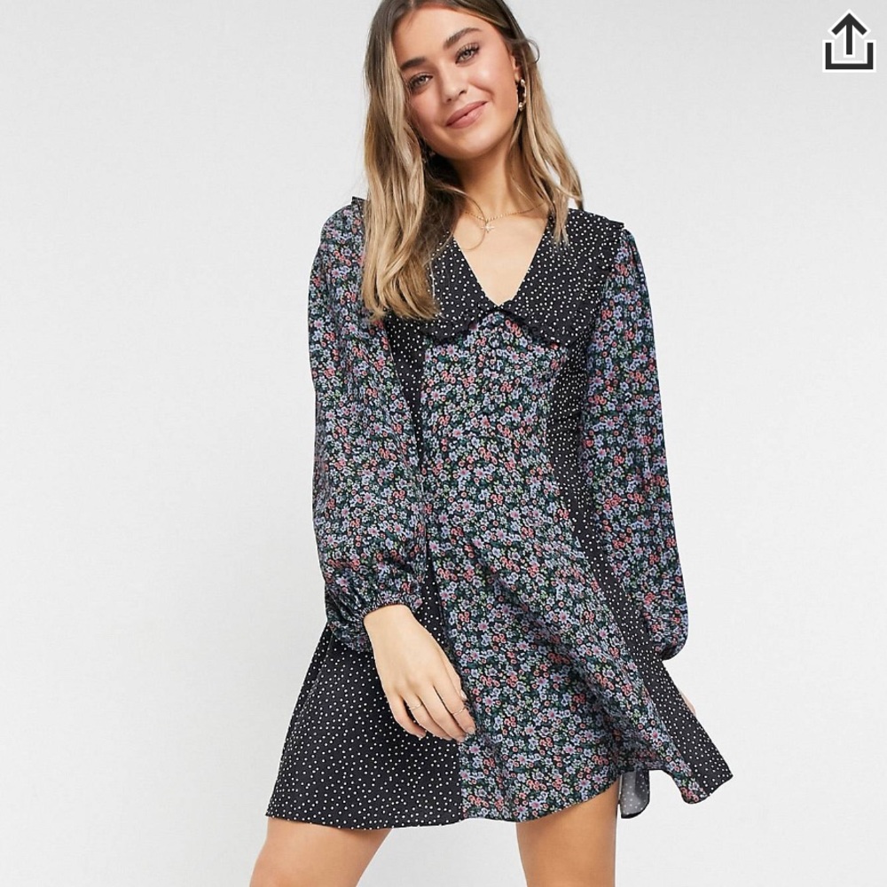 ASOS dot and floral collar mini dress